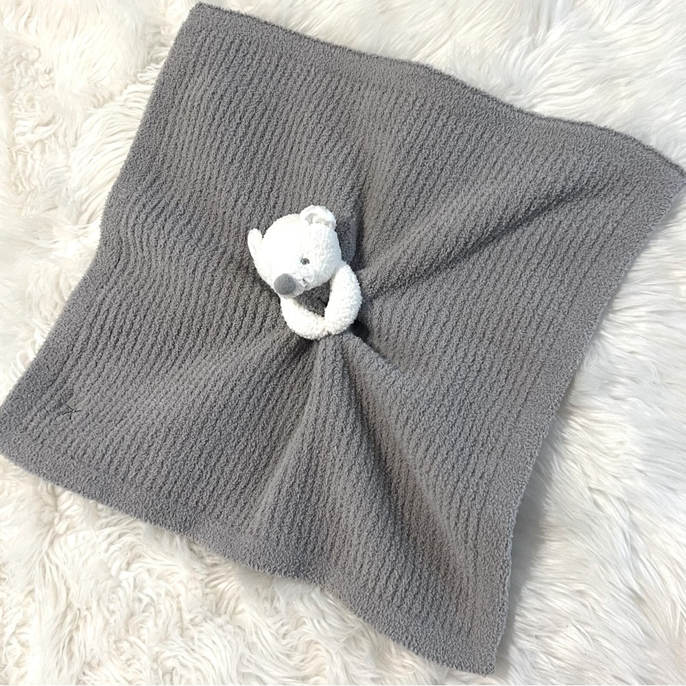 Cozychic Barefoot Dreams Gray and White Terry Cloth Mouse Lovey Security Blanket